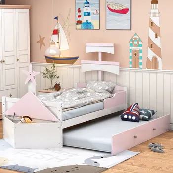 Postel Jednolůžková dřevěná postel Arhatreya 90x200 v odstínech růžové