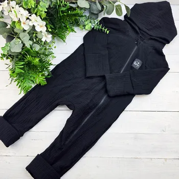 Kojenecký overall Kulišárny Mušelínový rostoucí overal BLACK VELIKOST: 80