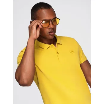 Pánská košile Pánská polokošile z piké úpletu - žlutá S1374 - XXL