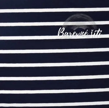 Viskozový úplet Pruhy úzké modré (E) (Kvalitní viskózový úplet)