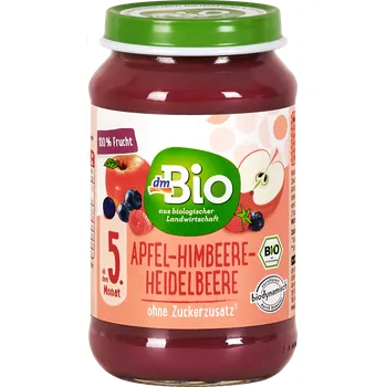 Dětská výživa dmBio bio příkrm jablko, malina & borůvka