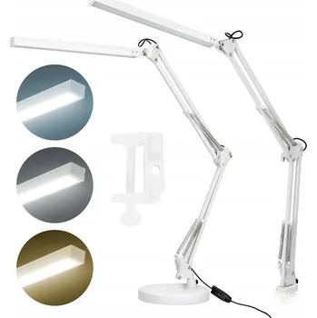 Lampička LED Stolní Lampa Připevnitelná 14W Rýsovací Bílá Školní 3 Barvy Světla