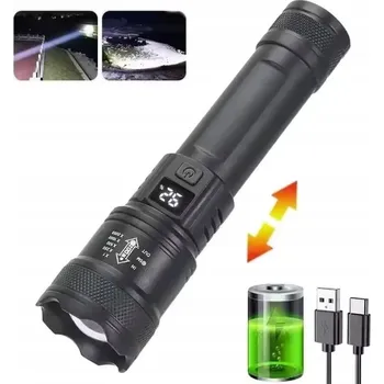 Svítilna Výkonná taktická akumulátorová svítilna ZOOM USB C