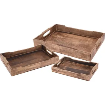 Podnos servírovací z mangového dřeva sada 3 ks KO-A55500140