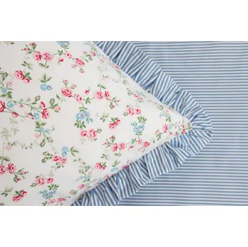 Povlečení Podpěrová s.r.o. Bavlněné povlečení VIVIENE s modrým proužkem S KANÝREM Velikost: 200x200 (1x), 70x90 cm kanýr (2x) ŠEV na peřině