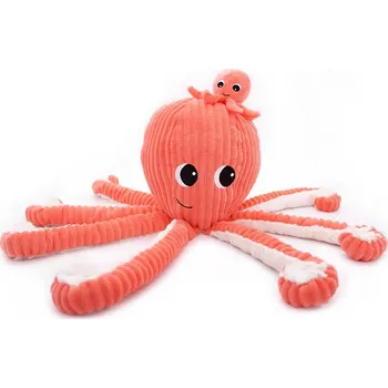 plyšák Les Déglingos Plyšová chobotnice - máma s miminkem barva: korálová