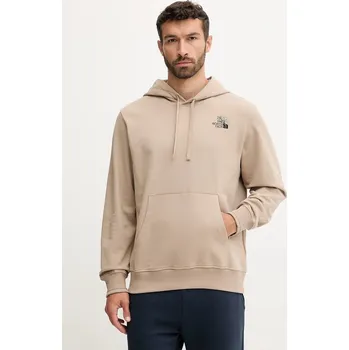 Pánská mikina Bavlněná mikina The North Face Flowe Dome pánská, hnědá barva, s kapucí, s potiskem, NF0A8EGZBOX1 01A, vel. S