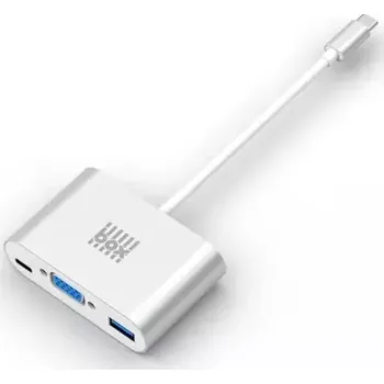 Datový kabel BOX Products Adaptér USB-C (M) - VGA (F) USB-C (F) USB-A (F) 0.12 m stříbrná (5055676400239)