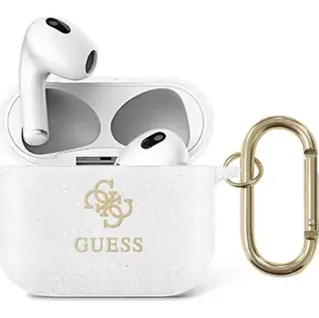 Pouzdro na mobilní telefon GUESS 4G TPU Glitter Pouzdro pro Apple Airpods 3 transparentní (3666339009922)