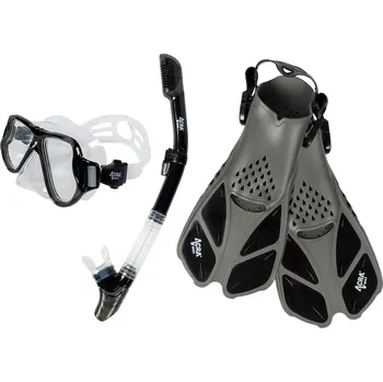 Potápěčská maska ACRA Šnorchlovací set 3 v 1, ČERNÝ/TRANSPARENTNÍ, L/XL, ploutve 42-47