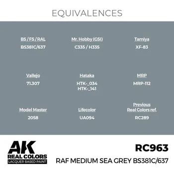 Modelářská barva AK Interactive Real Colors: RAF Medium Sea Grey BS381C/637 17 ml.