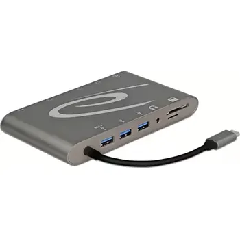 USB hub Delock USB Type-C 3.1 Dokovací stanice šedá (87297)