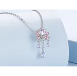 For Silver Stříbrný přívěsek lotosového květu s fialovými krystaly – Stříbro 925