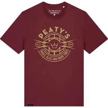 Pánské tričko PEATYS Tričko PEATY'S PUBWEAR TRIKO S KRÁTKÝM RUKÁVEM TRAILS & ALES CREST / BURGUNDY - M