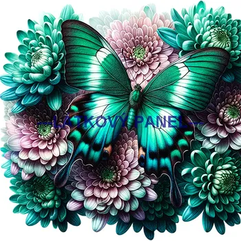 Látkový panel - Motýl na květině - MO-06 Velikost: 15x15cm, Materiál: Úplet