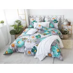 XPOSE® Bavlněné povlečení KARLA na dvě lůžka - zelené/šedé 140x200 cm, 70x90 cm, Bavlna + Prodloužená možnost vrácení zboží do 50 dnů