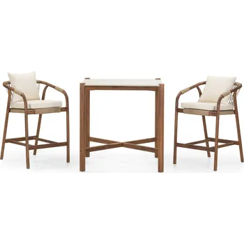 Sada zahradního barového nábytku Rovigo z masivu akáciové dřevo hnědá/béžová