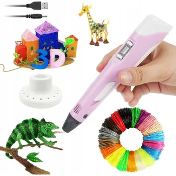 MINI TISKÁRNA PROPISKA PINK 3D PEN MAGICKÁ PRO DĚTI +12x3m FILAMENT PLA