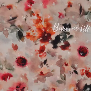 Viskoza Dobby, Rozpité růže (E) (Trendy viskózové šatovky)