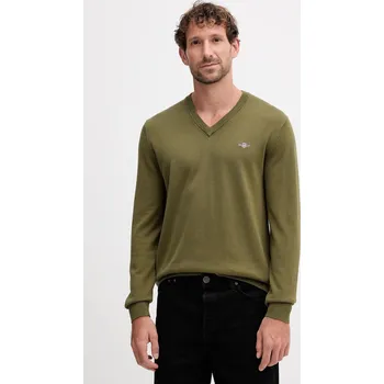 Pánský svetr Bavlněný svetr Gant 8030562 zelená 78X, vel. XXL