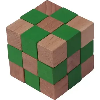 Hlavolam Česká dřevěná hračka Dřevěný hlavolam kostka zelená velká (CH1KO12)