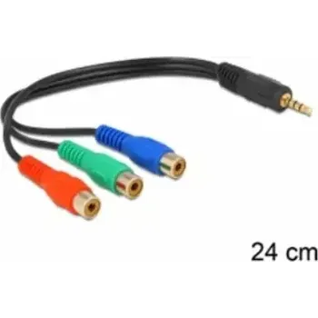 Elektrická zásuvka Delock kabelová redukce 3 x RCA (cinch) samice na stereo konektor 3.5 mm 4 pin (62499)