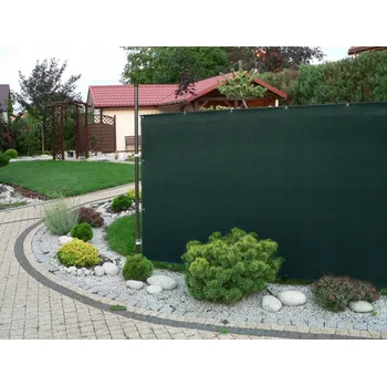 Stínicí plachta Stínící plotová zástěna 1,2x5 m PREMIUM, ratanový vzor zelená, 240g/m2 MyBestHome Vysoká gramáž 240 g/m2