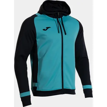 Pánská mikina Mikina s kapucí na zip JOMA Lider fluor tyrkysovo tm.modrá Velikost: 4XS
