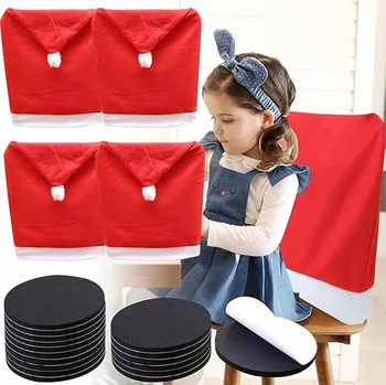 Potah na židli VÁNOČNÍ POTAHY NA ŽIDLE ČEPICE MIKULÁŠE 4 KS