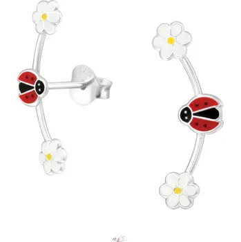 Náušnice All4Silver Náušnice s beruškami a kytičkami S4246