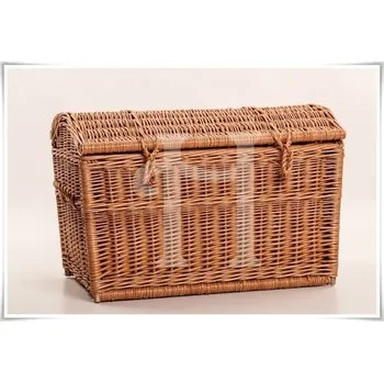 Truhla Proutěná truhla s víkem – ručně pletená přírodní úložná truhla 001A