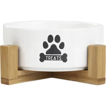 Miska pro psa Miska TREATS pro psa S s bambusovým podstavcem 13x7 cm HOMLA