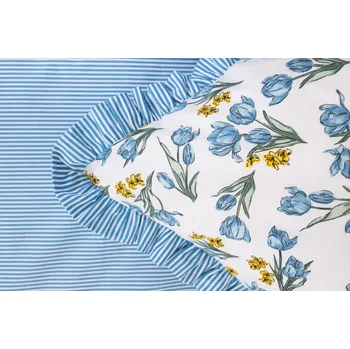 Povlečení Podpěrová s.r.o. Bavlněné povlečení TULIPÁNY / pruh S KANÝREM NA POLŠTÁŘI Velikost: 140x220 (1x), 70x90 cm kanýr (1x)