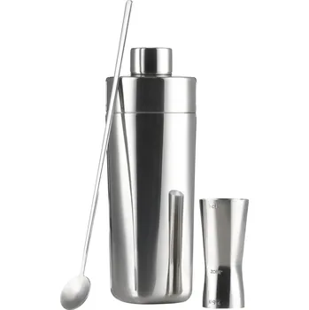 Sklenice Barmanský set ROCKS, sada 3 ks, stříbrná, nerezová ocel, Zone Denmark