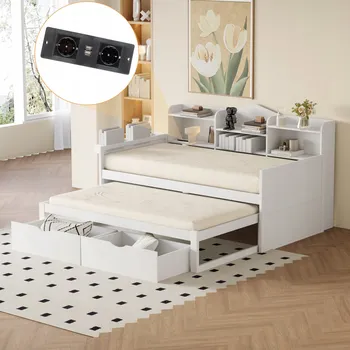 Postel Jednolůžková dřevěná postel Arhatreya 90x200 cm bílá