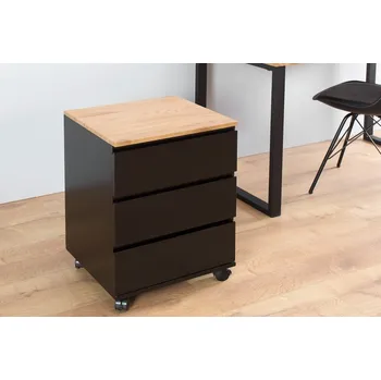 Zásuvkový kontejner Mobilní kontejner - Big Deal, černý/dub