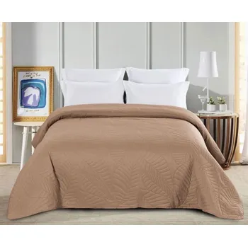 Přehoz na lůžko Světle hnědý přehoz s motivem listů Šířka: 170 cm | Délka: 210 cm