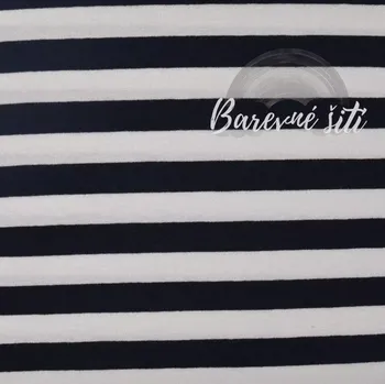 Viskozový úplet Pruhy modrébílé (E) (Kvalitní viskózový úplet)