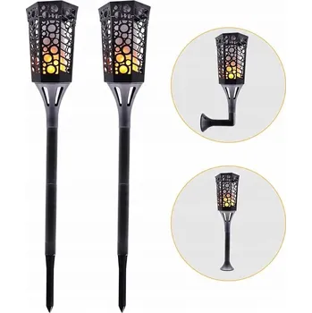 Venkovní osvětlení SOLÁRNÍ LAMPA ZAPICHOVACÍ 2 KUSY DO ZAHRADY IMITACE PLAMENE TEPLÁ BÍLÁ