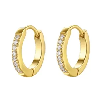 Náušnice Náušnice Luca Barra pozlacené kroužky z chirurgické oceli s krystaly 13 mm OK1553