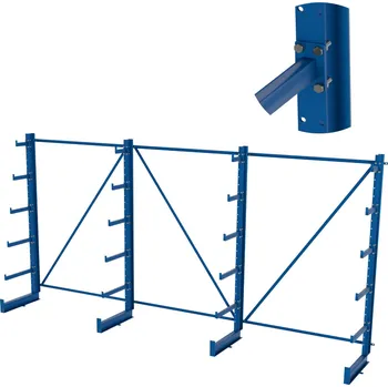 Dílenský regál Výškově nastavitelný svařovaný konzolový regál, jednostranný, stromečkový, 2000×4050×635 mm