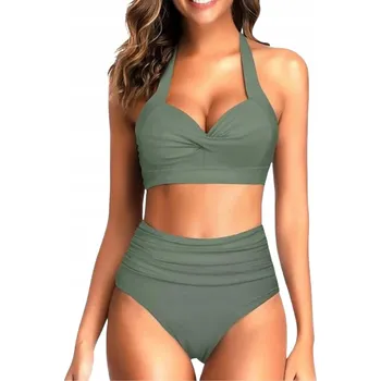 Dámské plavky DVOUDÍLNÉ PLAVKY S VYSOKÝM PASEM BOHO BIKINY NA ZAVAZOVÁNÍ XXL