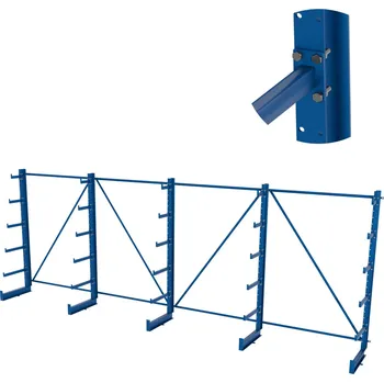 Dílenský regál Výškově nastavitelný svařovaný konzolový regál, jednostranný, stromečkový, 2000×5400×635 mm