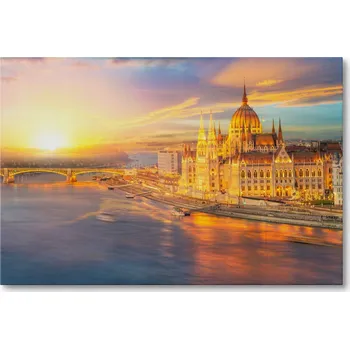 Obraz Obraz na plátně PARLAMENT A DUNAJ V NOCI Budapešť 30 x 20 cm