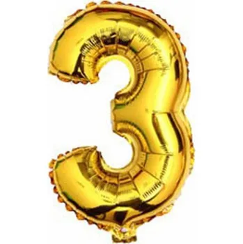 Balónek Fóliový balónek číslice 3 zlatý 76cm 1 Ks