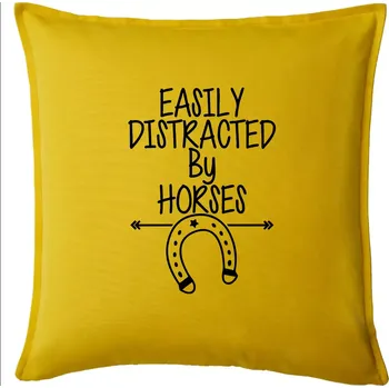Polštář Easily Distracted by Horse - Polštář 50x50 - 50x50 - Pouze potah ( Žlutá )
