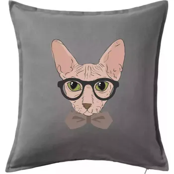 Polštář Hipster sphynx - Polštář 50x50 - 50x50 - Pouze potah ( Tmavě šedý melír )