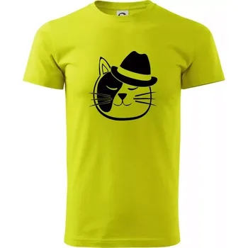Kočka s kloboukem - Klasické pánské triko vyšší gramáže - XS ( Limetková )