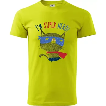 Super hero kočka - Klasické pánské triko vyšší gramáže - 3XL ( Limetková )