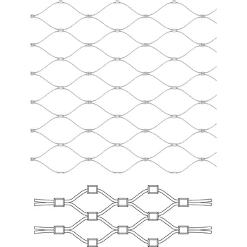 Pletivo nerezová lanková síť, oko 60 x 104 mm, tl. 2 mm, AISI316 - lanková výplň 1,0 m x 5 m (š x d), průměr lanka 2 mm, délka sítě v nerozloženém stavu 5,96 m